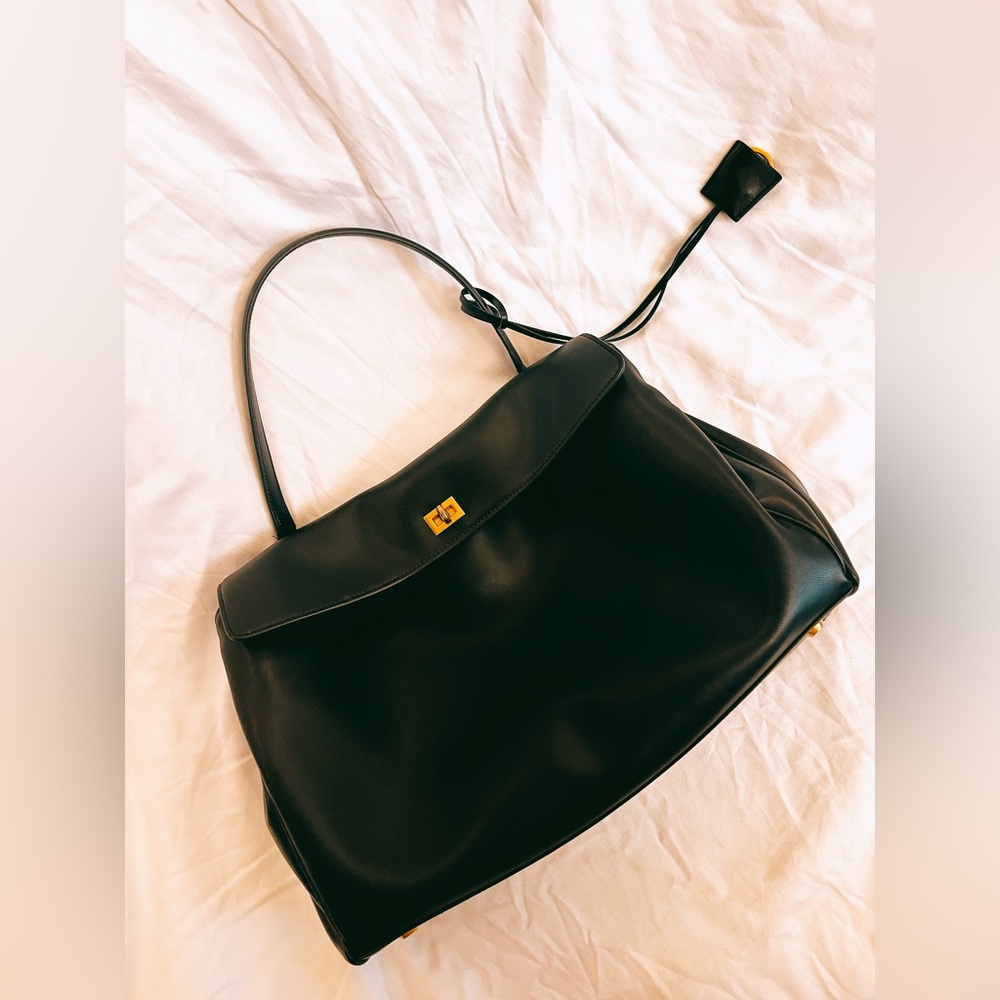 Black Leather Satchel/Top Handle Bag - Picture 2 of 14